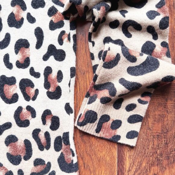 Incashmere 100% Cashmere Cardigan Sweater Cheetah Print Sz L Mob Wife Old Money - Picture 15 of 15